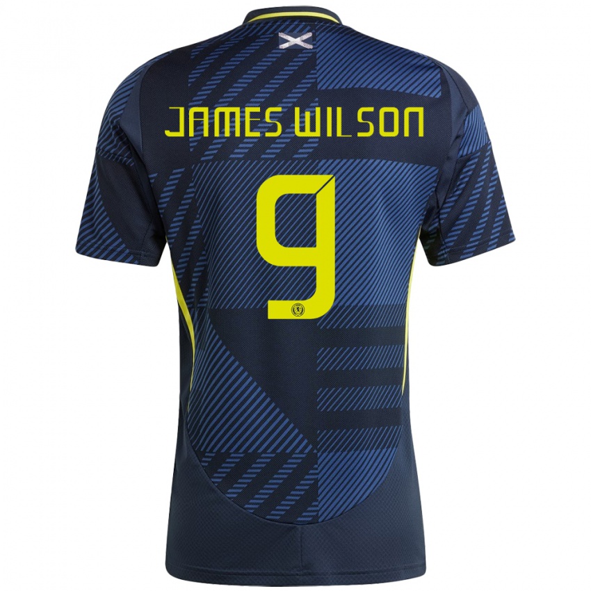 Børn Skotland James Wilson #9 Mørkeblå Hjemmebane Spillertrøjer 24-26 Trøje T-Shirt