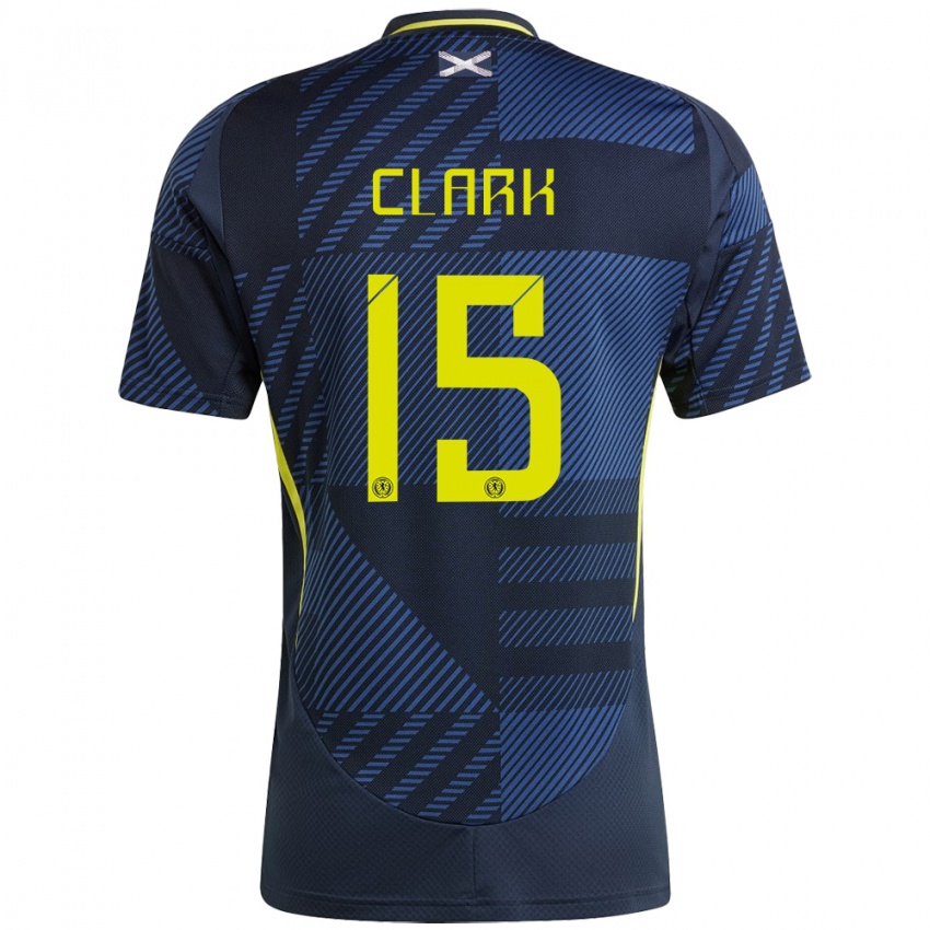 Børn Skotland Jenna Clark #15 Mørkeblå Hjemmebane Spillertrøjer 24-26 Trøje T-Shirt