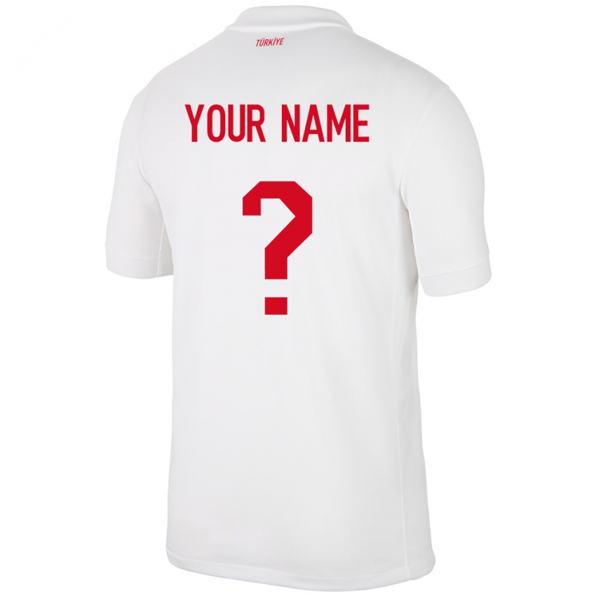 Børn Tyrkiet Dit Navn #0 Hvid Hjemmebane Spillertrøjer 24-26 Trøje T-Shirt