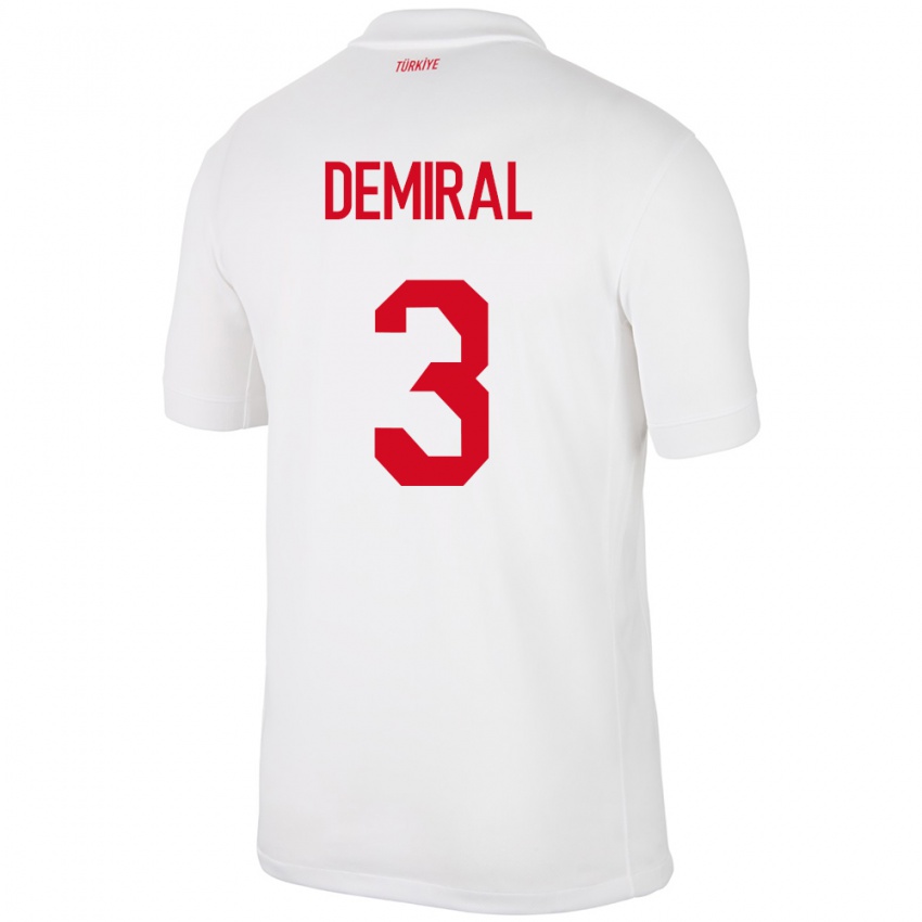 Børn Tyrkiet Merih Demiral #3 Hvid Hjemmebane Spillertrøjer 24-26 Trøje T-Shirt