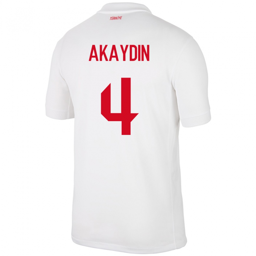 Børn Tyrkiet Samet Akaydin #4 Hvid Hjemmebane Spillertrøjer 24-26 Trøje T-Shirt