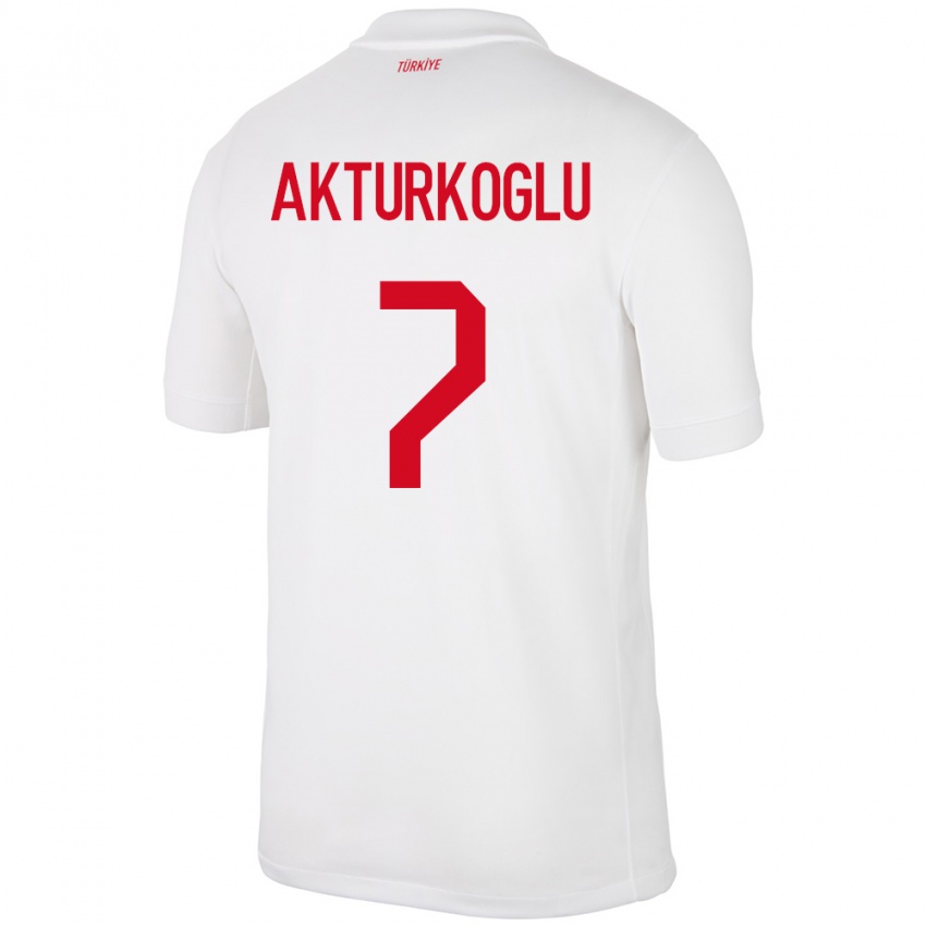 Børn Tyrkiet Kerem Aktürkoğlu #7 Hvid Hjemmebane Spillertrøjer 24-26 Trøje T-Shirt