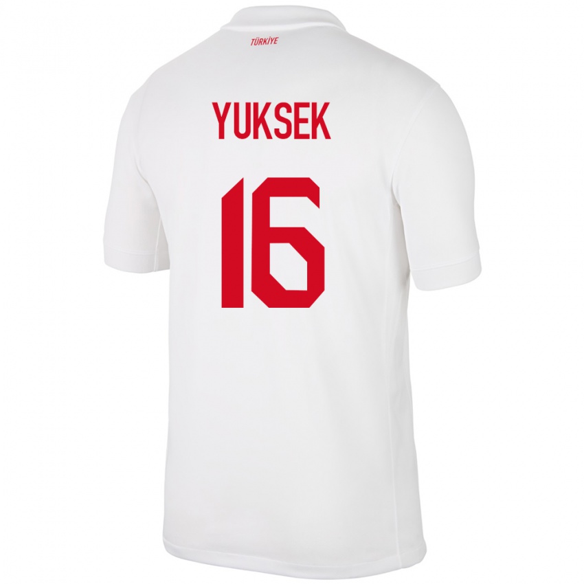 Børn Tyrkiet İsmail Yüksek #16 Hvid Hjemmebane Spillertrøjer 24-26 Trøje T-Shirt