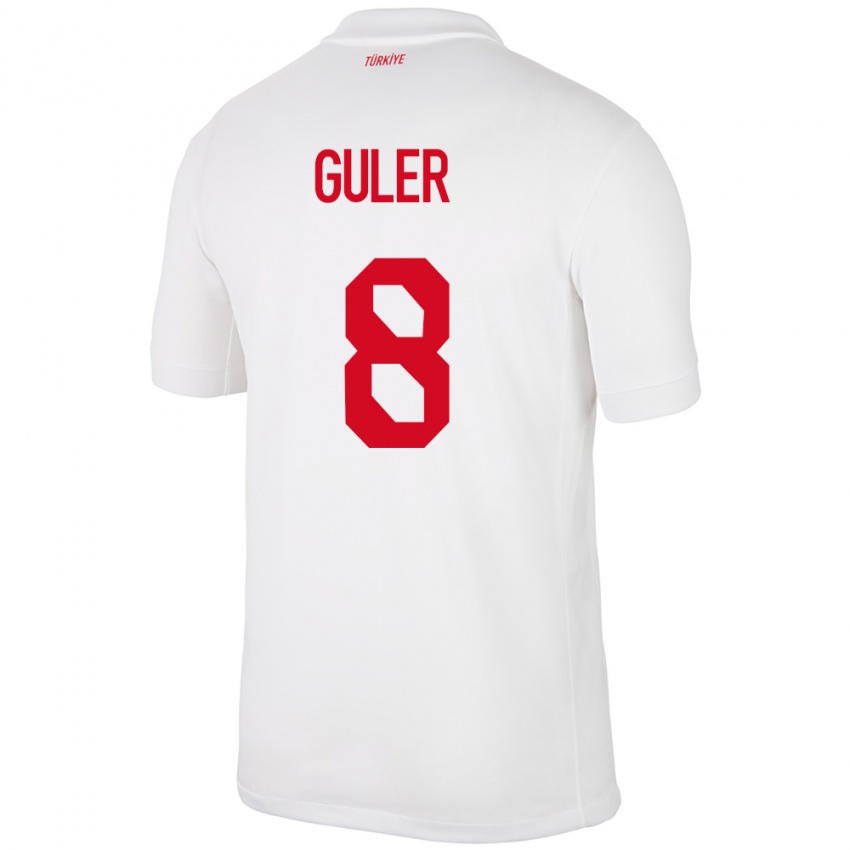 Børn Tyrkiet Arda Güler #8 Hvid Hjemmebane Spillertrøjer 24-26 Trøje T-Shirt