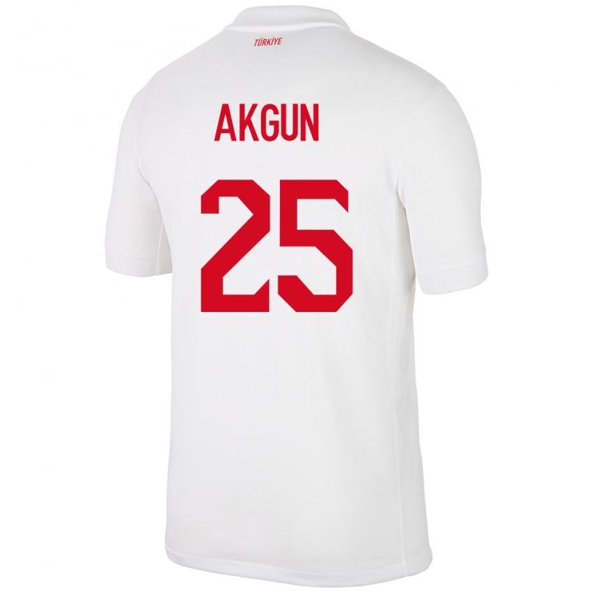 Børn Tyrkiet Yunus Akgün #25 Hvid Hjemmebane Spillertrøjer 24-26 Trøje T-Shirt