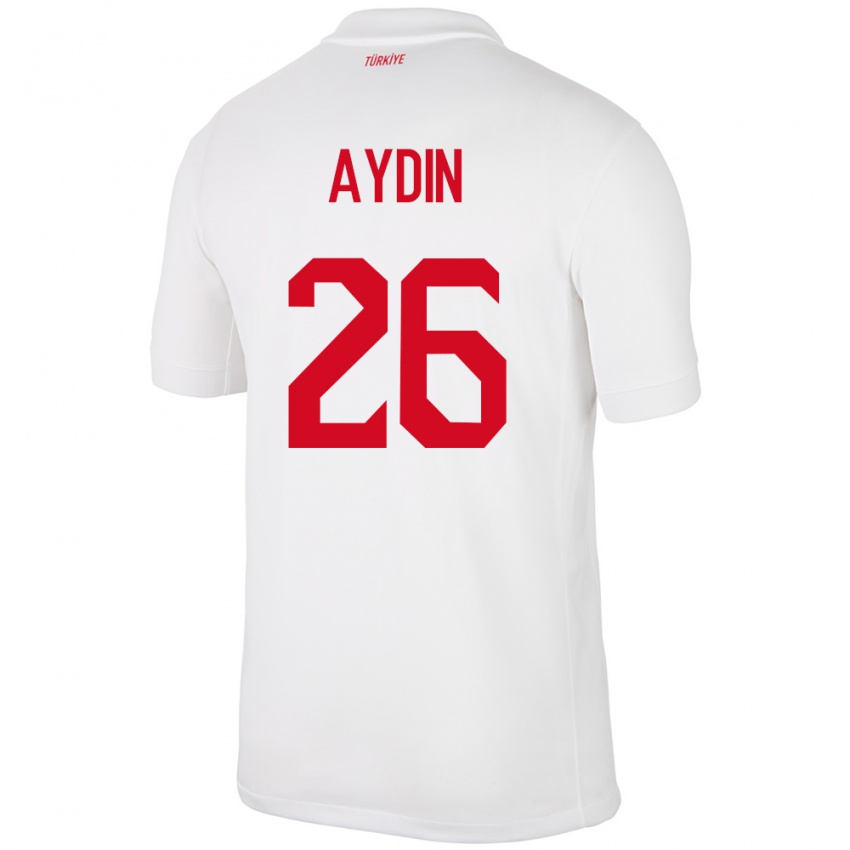 Børn Tyrkiet Oğuz Aydın #26 Hvid Hjemmebane Spillertrøjer 24-26 Trøje T-Shirt