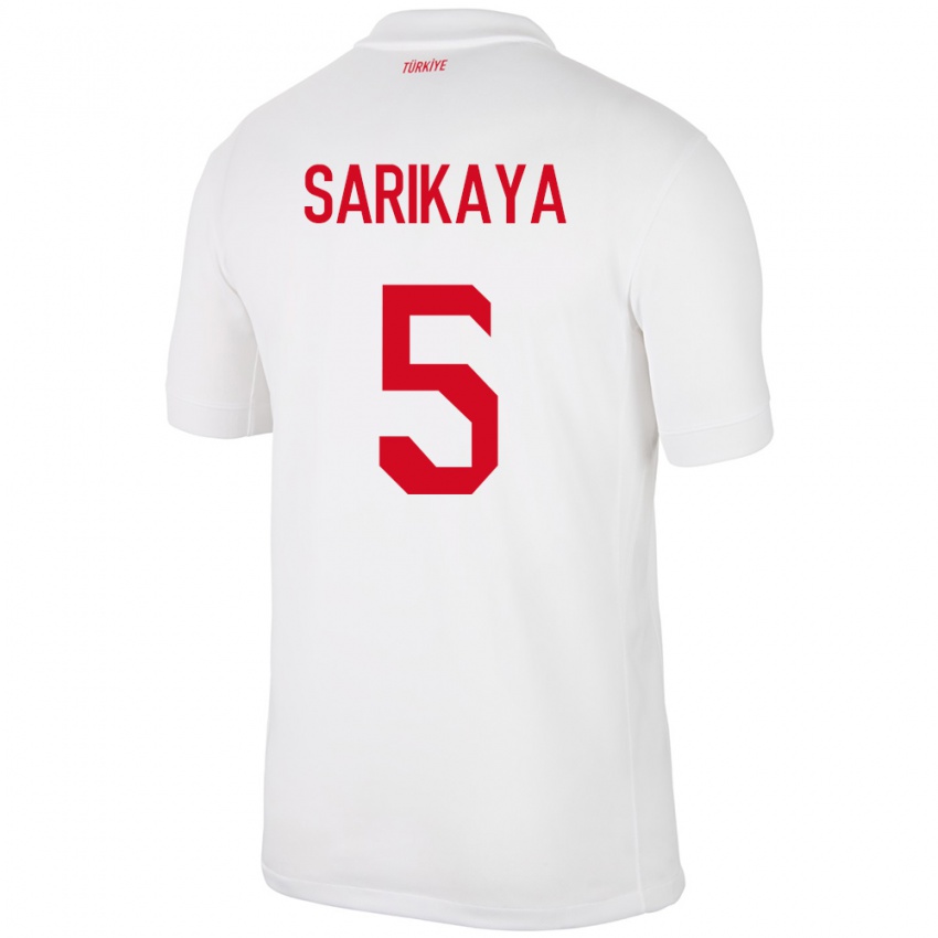 Børn Tyrkiet Efe Sarıkaya #5 Hvid Hjemmebane Spillertrøjer 24-26 Trøje T-Shirt