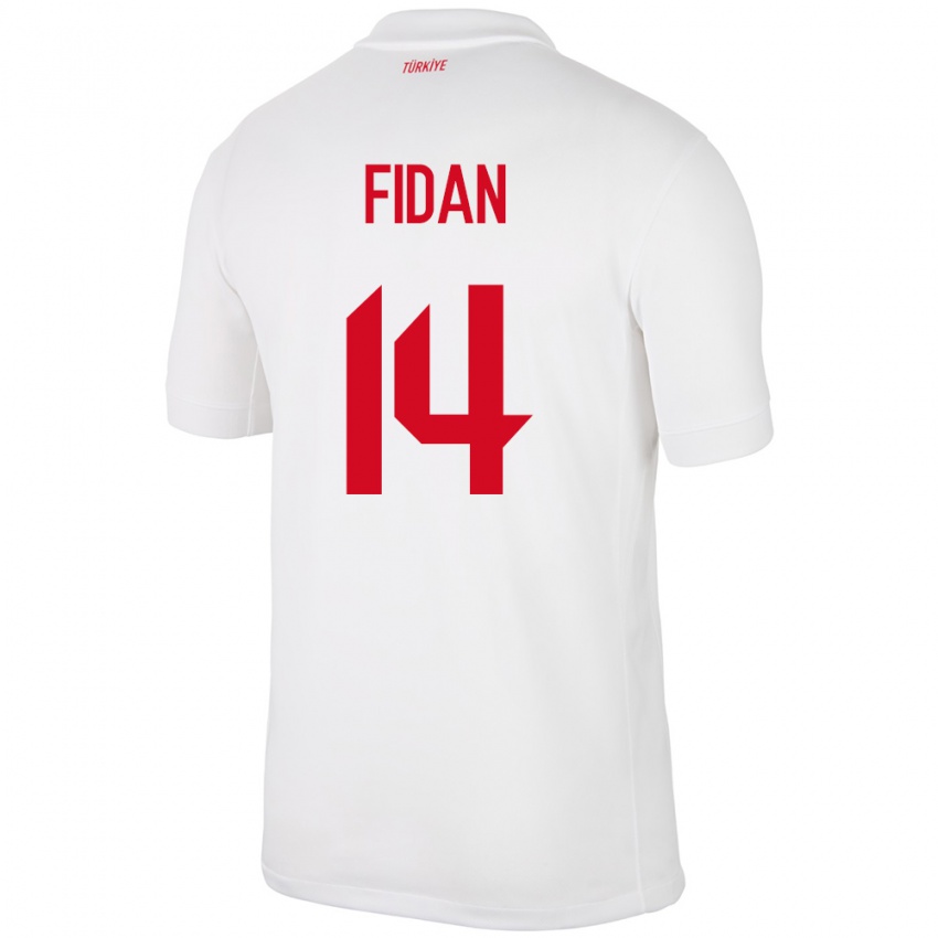 Børn Tyrkiet Yiğit Fidan #14 Hvid Hjemmebane Spillertrøjer 24-26 Trøje T-Shirt