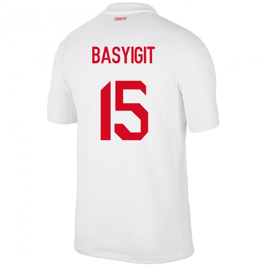 Børn Tyrkiet Emirhan Başyiğit #15 Hvid Hjemmebane Spillertrøjer 24-26 Trøje T-Shirt