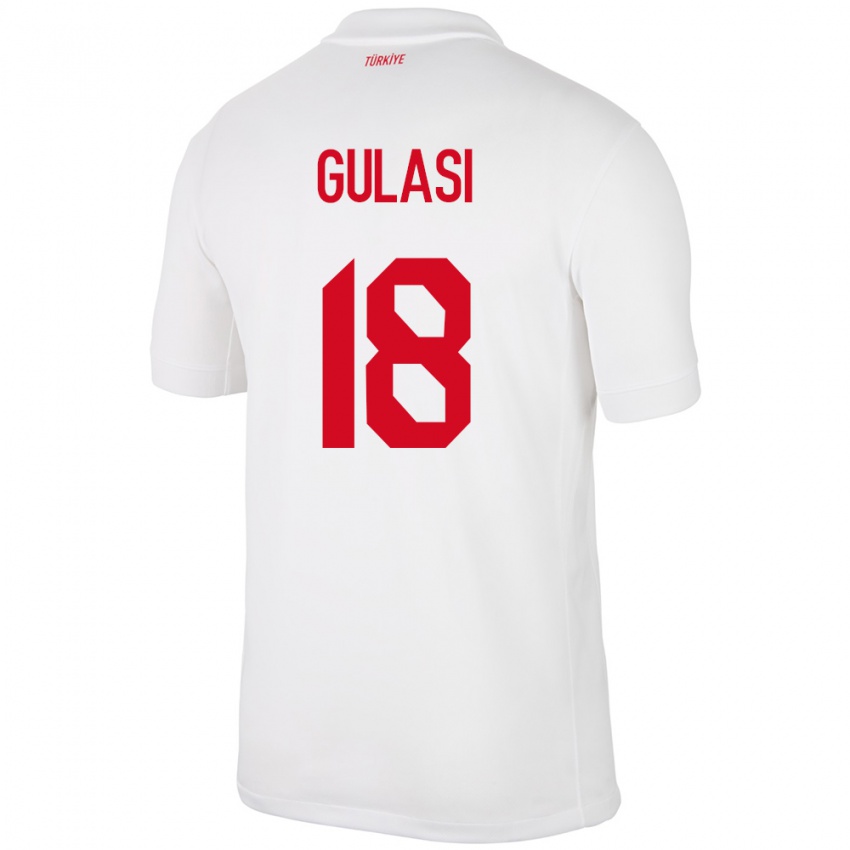 Børn Tyrkiet Ayman Gulasi #18 Hvid Hjemmebane Spillertrøjer 24-26 Trøje T-Shirt