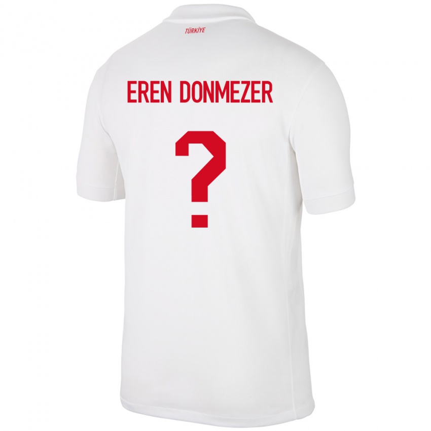 Børn Tyrkiet Deniz Eren Dönmezer #0 Hvid Hjemmebane Spillertrøjer 24-26 Trøje T-Shirt