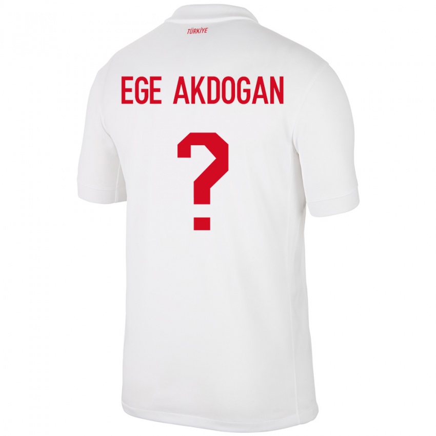 Børn Tyrkiet Hasan Ege Akdoğan #0 Hvid Hjemmebane Spillertrøjer 24-26 Trøje T-Shirt