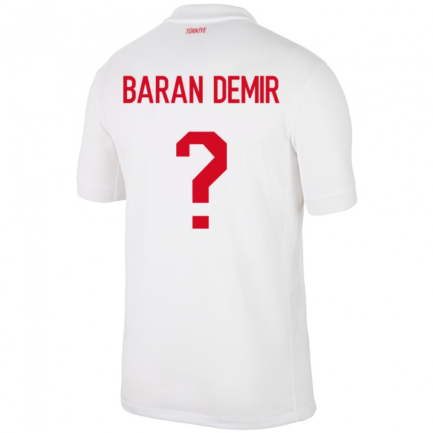 Børn Tyrkiet Tuna Baran Demir #0 Hvid Hjemmebane Spillertrøjer 24-26 Trøje T-Shirt