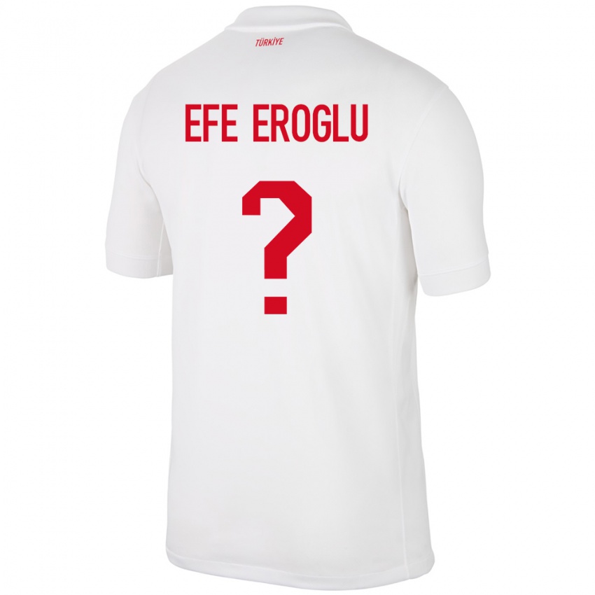 Børn Tyrkiet Cem Efe Eroğlu #0 Hvid Hjemmebane Spillertrøjer 24-26 Trøje T-Shirt
