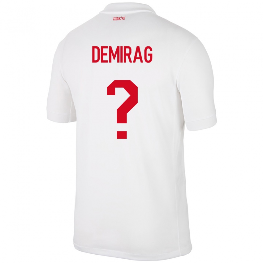 Børn Tyrkiet Bilal Demirağ #0 Hvid Hjemmebane Spillertrøjer 24-26 Trøje T-Shirt