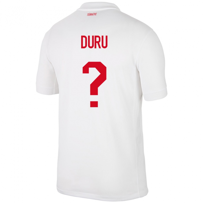 Børn Tyrkiet Mustafa Duru #0 Hvid Hjemmebane Spillertrøjer 24-26 Trøje T-Shirt