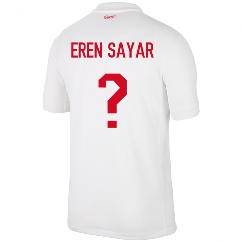 Børn Tyrkiet Emin Eren Sayar #0 Hvid Hjemmebane Spillertrøjer 24-26 Trøje T-Shirt