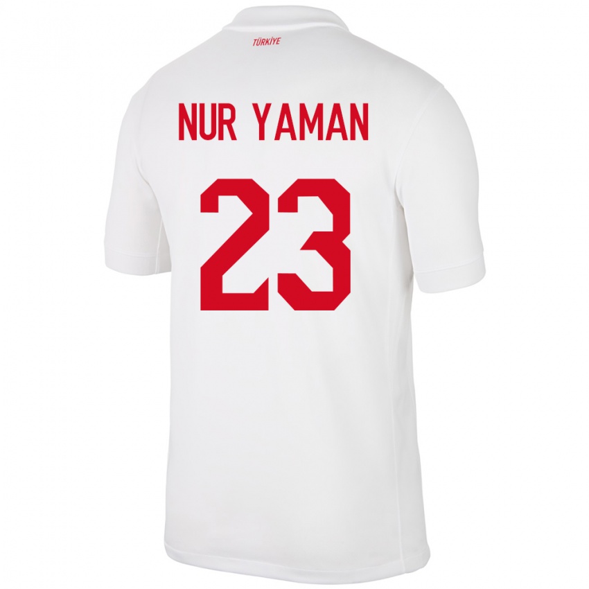 Børn Tyrkiet Gamze Nur Yaman #23 Hvid Hjemmebane Spillertrøjer 24-26 Trøje T-Shirt