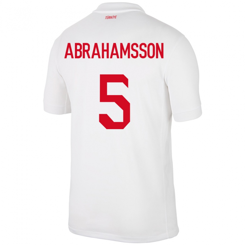 Børn Tyrkiet Sejde Aylin Abrahamsson #5 Hvid Hjemmebane Spillertrøjer 24-26 Trøje T-Shirt