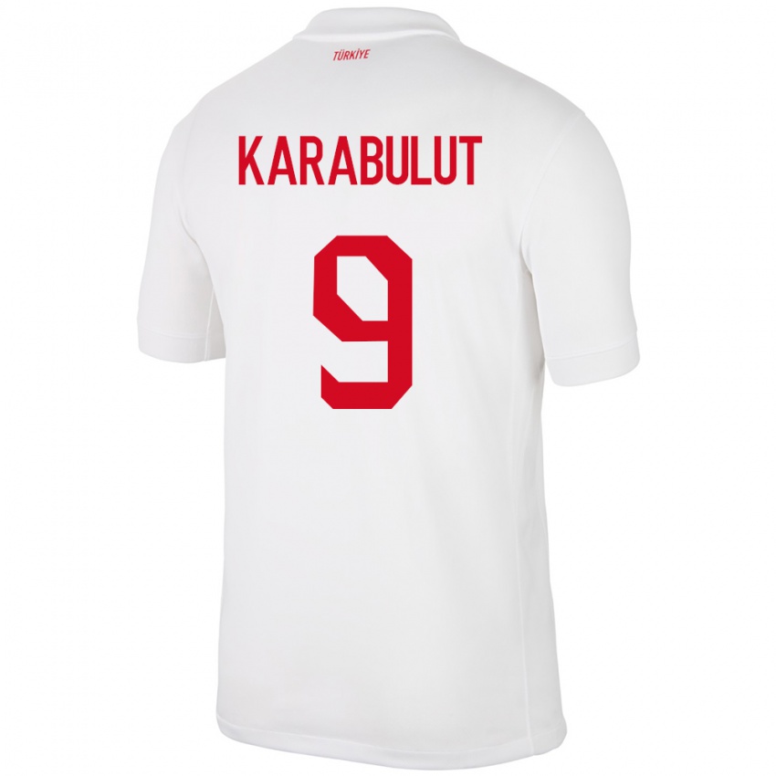 Børn Tyrkiet Arzu Karabulut #9 Hvid Hjemmebane Spillertrøjer 24-26 Trøje T-Shirt