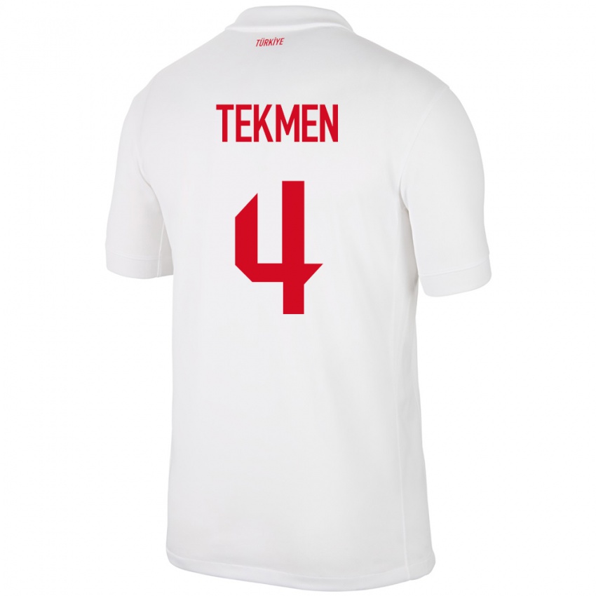 Børn Tyrkiet Ece Tekmen #4 Hvid Hjemmebane Spillertrøjer 24-26 Trøje T-Shirt