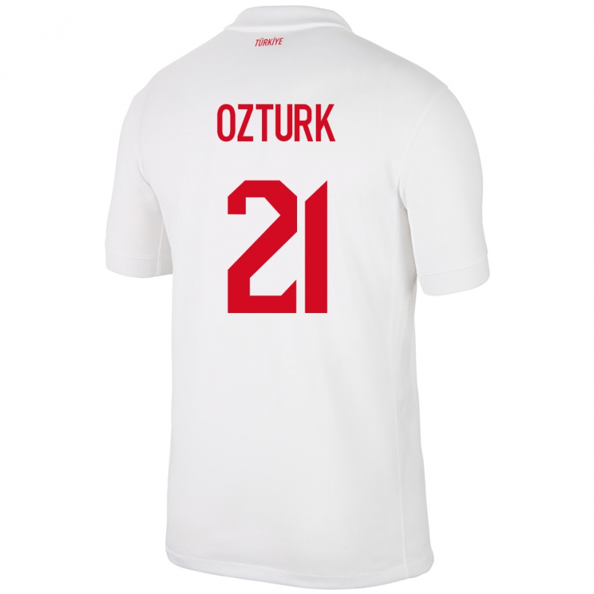 Børn Tyrkiet Melike Öztürk #21 Hvid Hjemmebane Spillertrøjer 24-26 Trøje T-Shirt