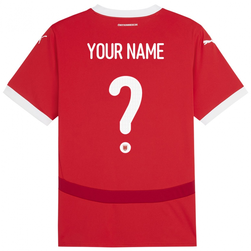 Børn Østrig Dit Navn #0 Rød Hjemmebane Spillertrøjer 24-26 Trøje T-Shirt