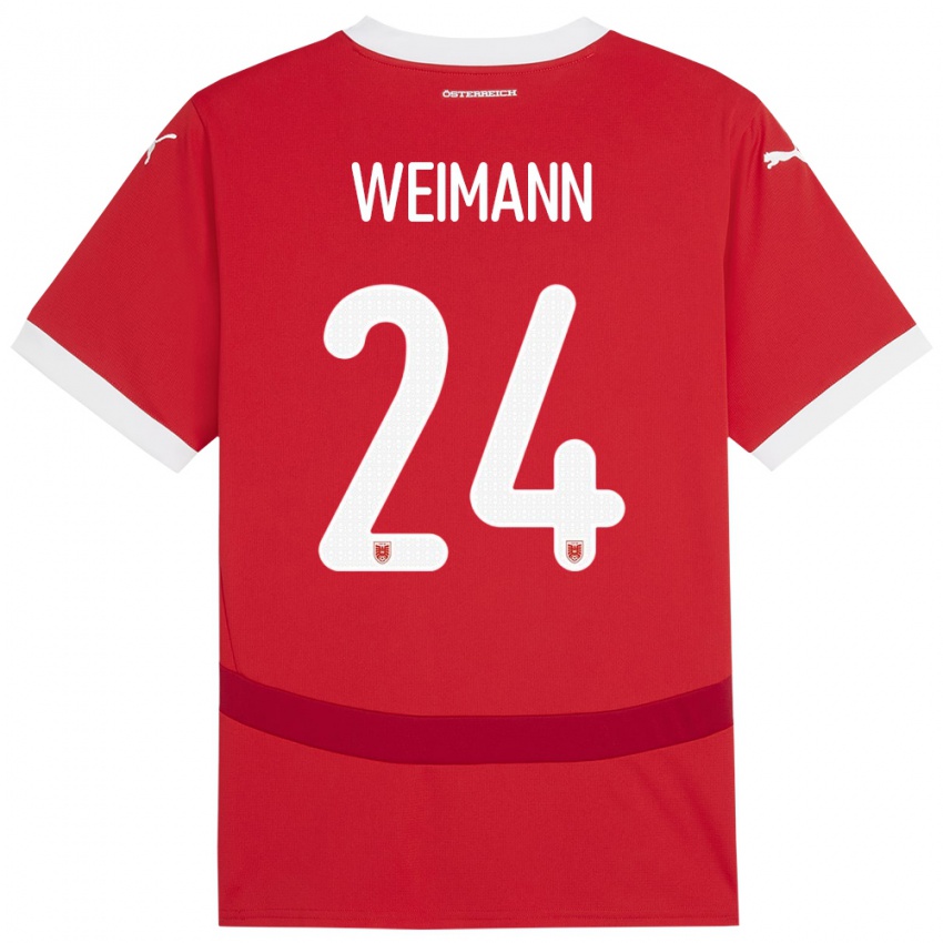 Børn Østrig Andreas Weimann #24 Rød Hjemmebane Spillertrøjer 24-26 Trøje T-Shirt