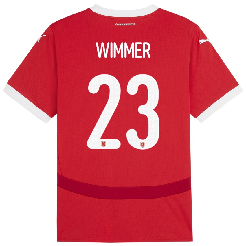 Børn Østrig Patrick Wimmer #23 Rød Hjemmebane Spillertrøjer 24-26 Trøje T-Shirt