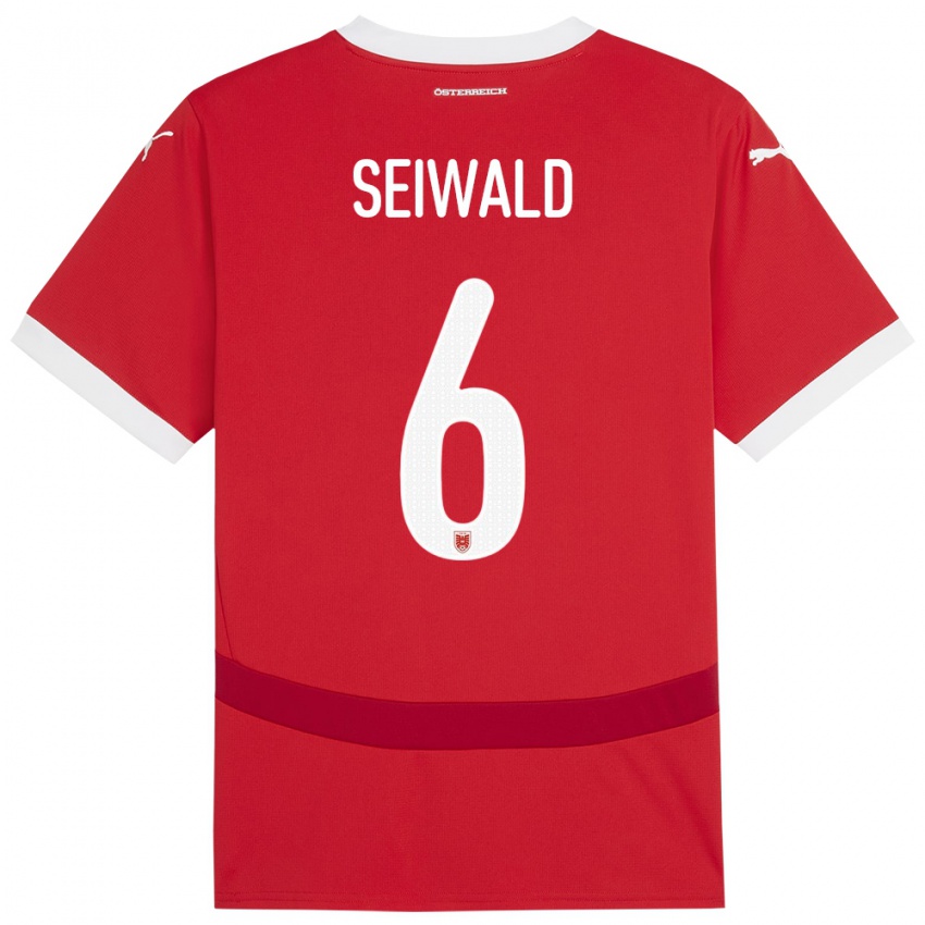 Børn Østrig Nicolas Seiwald #6 Rød Hjemmebane Spillertrøjer 24-26 Trøje T-Shirt