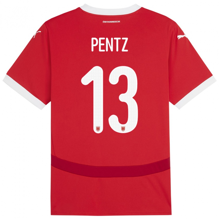 Børn Østrig Patrick Pentz #13 Rød Hjemmebane Spillertrøjer 24-26 Trøje T-Shirt