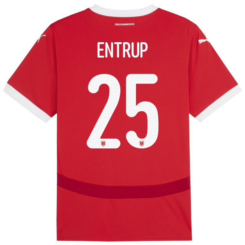 Børn Østrig Maximilian Entrup #25 Rød Hjemmebane Spillertrøjer 24-26 Trøje T-Shirt