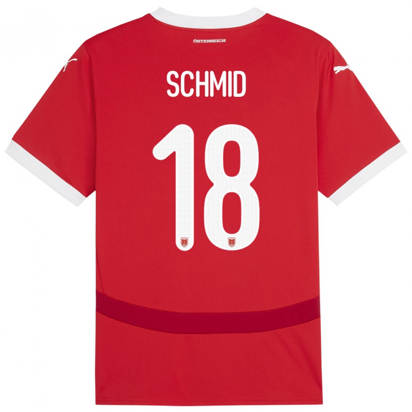 Børn Østrig Romano Schmid #18 Rød Hjemmebane Spillertrøjer 24-26 Trøje T-Shirt