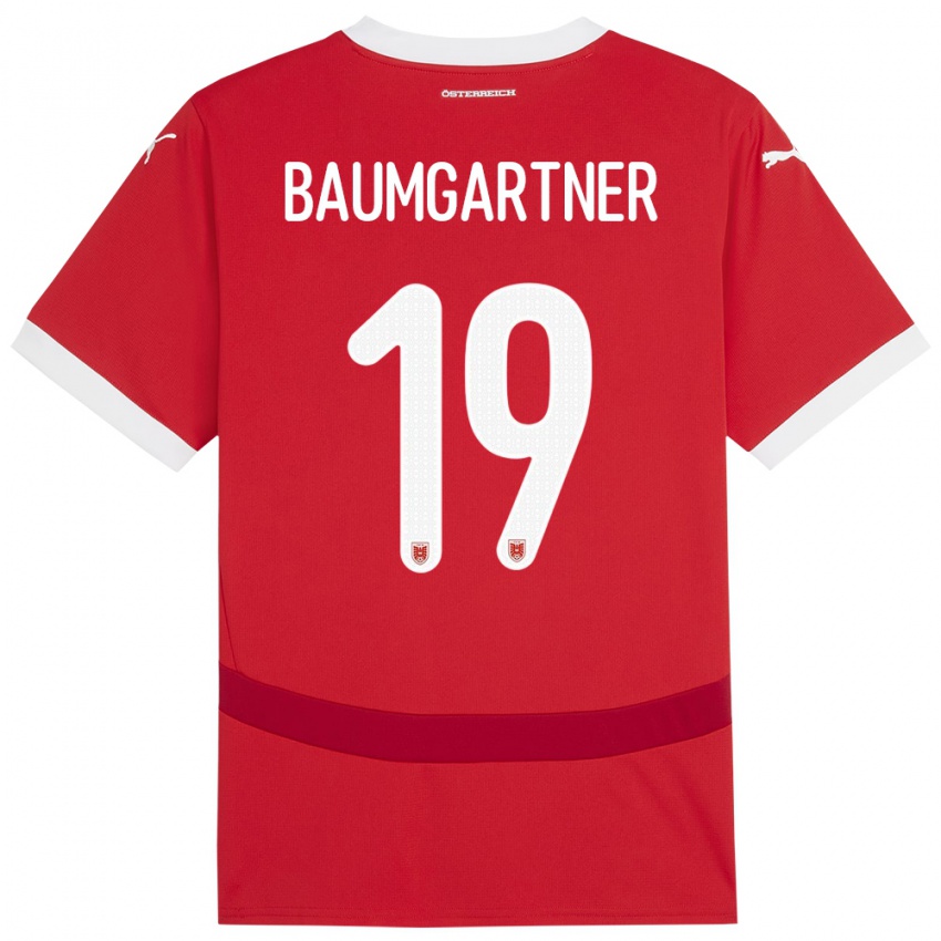 Børn Østrig Christoph Baumgartner #19 Rød Hjemmebane Spillertrøjer 24-26 Trøje T-Shirt