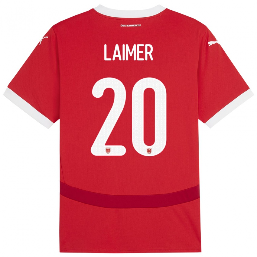 Børn Østrig Konrad Laimer #20 Rød Hjemmebane Spillertrøjer 24-26 Trøje T-Shirt