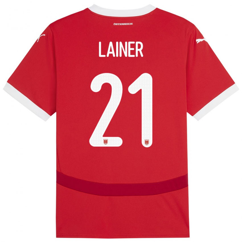 Børn Østrig Stefan Lainer #21 Rød Hjemmebane Spillertrøjer 24-26 Trøje T-Shirt