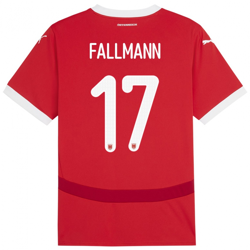 Børn Østrig Pascal Fallmann #17 Rød Hjemmebane Spillertrøjer 24-26 Trøje T-Shirt