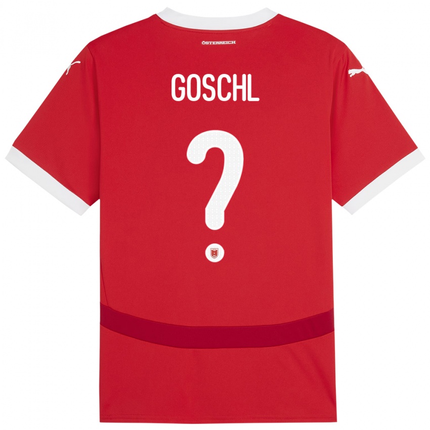 Børn Østrig Benjamin Göschl #0 Rød Hjemmebane Spillertrøjer 24-26 Trøje T-Shirt