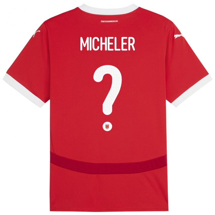 Børn Østrig Florian Micheler #0 Rød Hjemmebane Spillertrøjer 24-26 Trøje T-Shirt