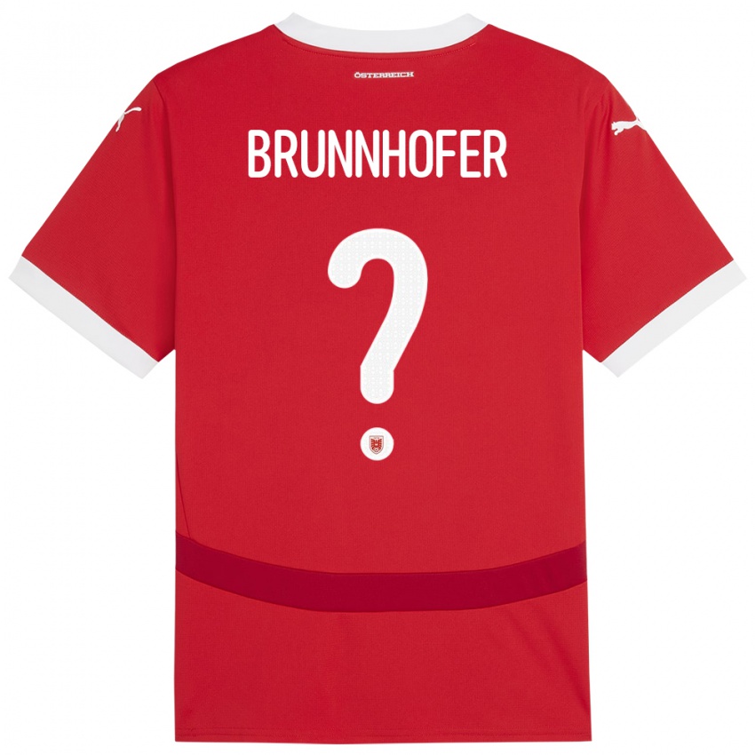 Børn Østrig Jakob Brunnhofer #0 Rød Hjemmebane Spillertrøjer 24-26 Trøje T-Shirt