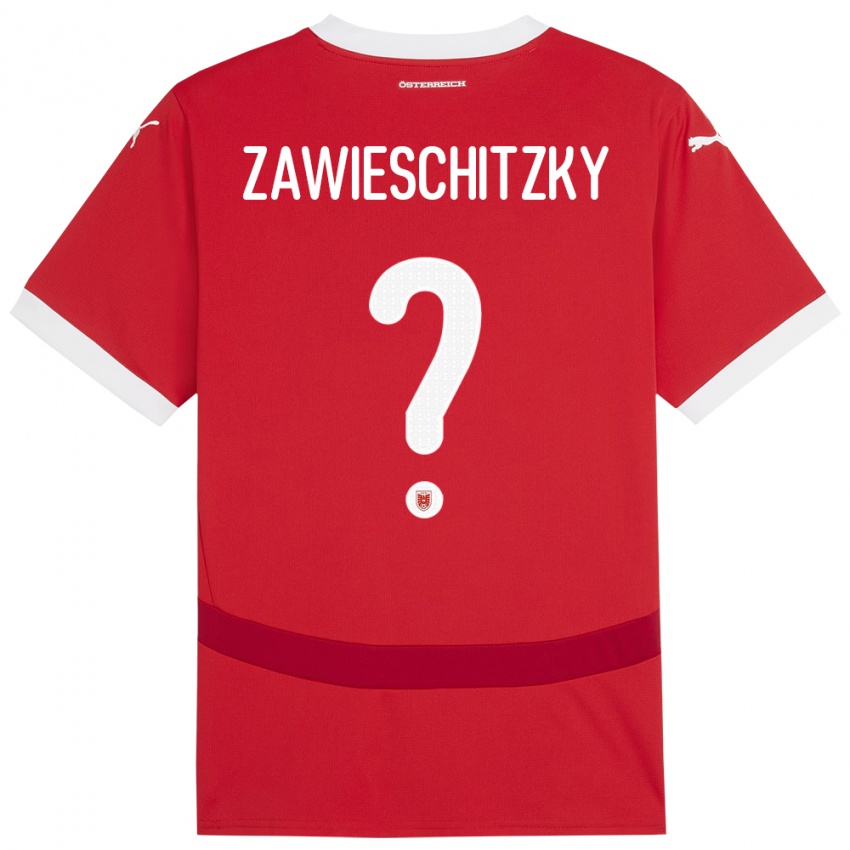 Børn Østrig Christian Zawieschitzky #0 Rød Hjemmebane Spillertrøjer 24-26 Trøje T-Shirt