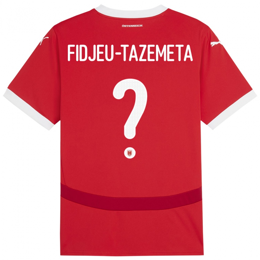 Børn Østrig Thierry Fidjeu-Tazemeta #0 Rød Hjemmebane Spillertrøjer 24-26 Trøje T-Shirt