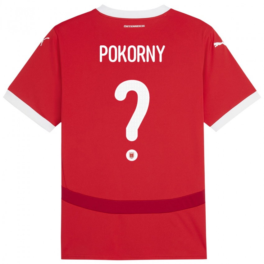 Børn Østrig Jakob Pokorny #0 Rød Hjemmebane Spillertrøjer 24-26 Trøje T-Shirt