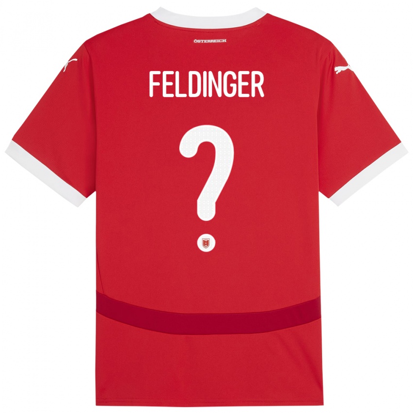 Børn Østrig Rafael Feldinger #0 Rød Hjemmebane Spillertrøjer 24-26 Trøje T-Shirt