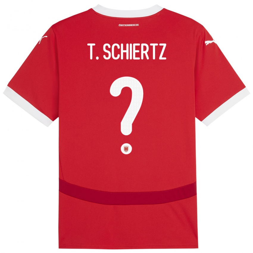 Børn Østrig Tammo Schiertz #0 Rød Hjemmebane Spillertrøjer 24-26 Trøje T-Shirt