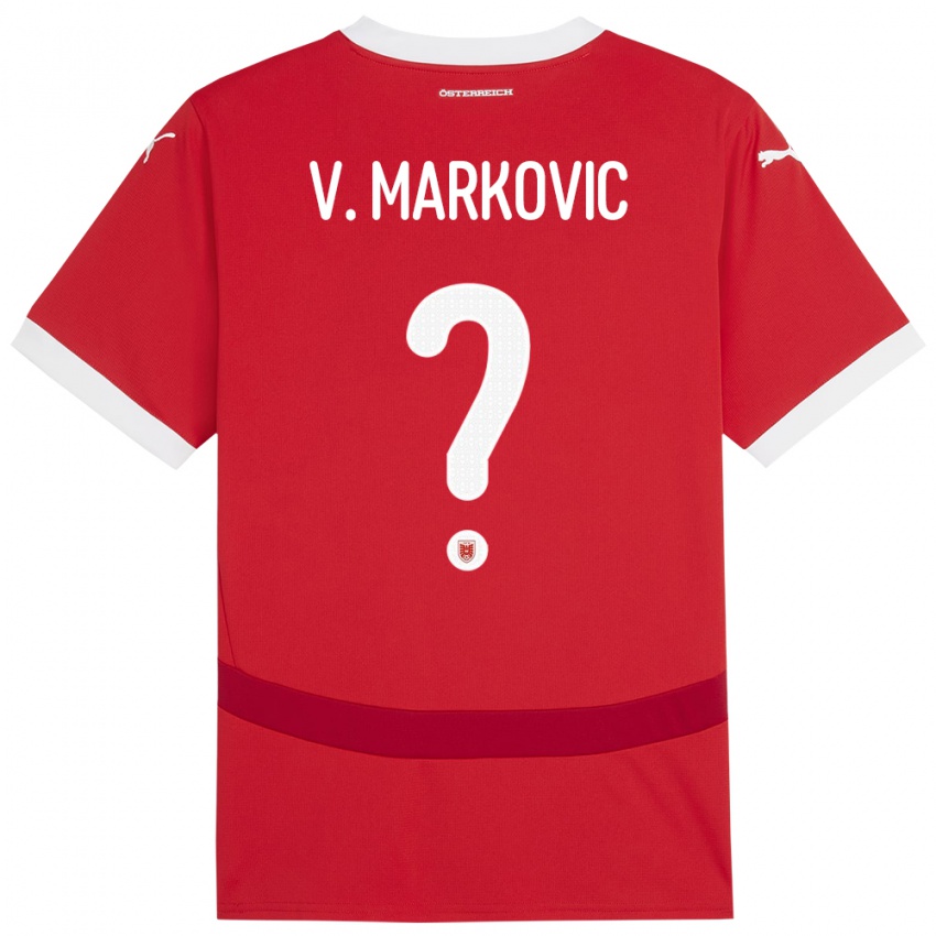 Børn Østrig Vasilije Markovic #0 Rød Hjemmebane Spillertrøjer 24-26 Trøje T-Shirt