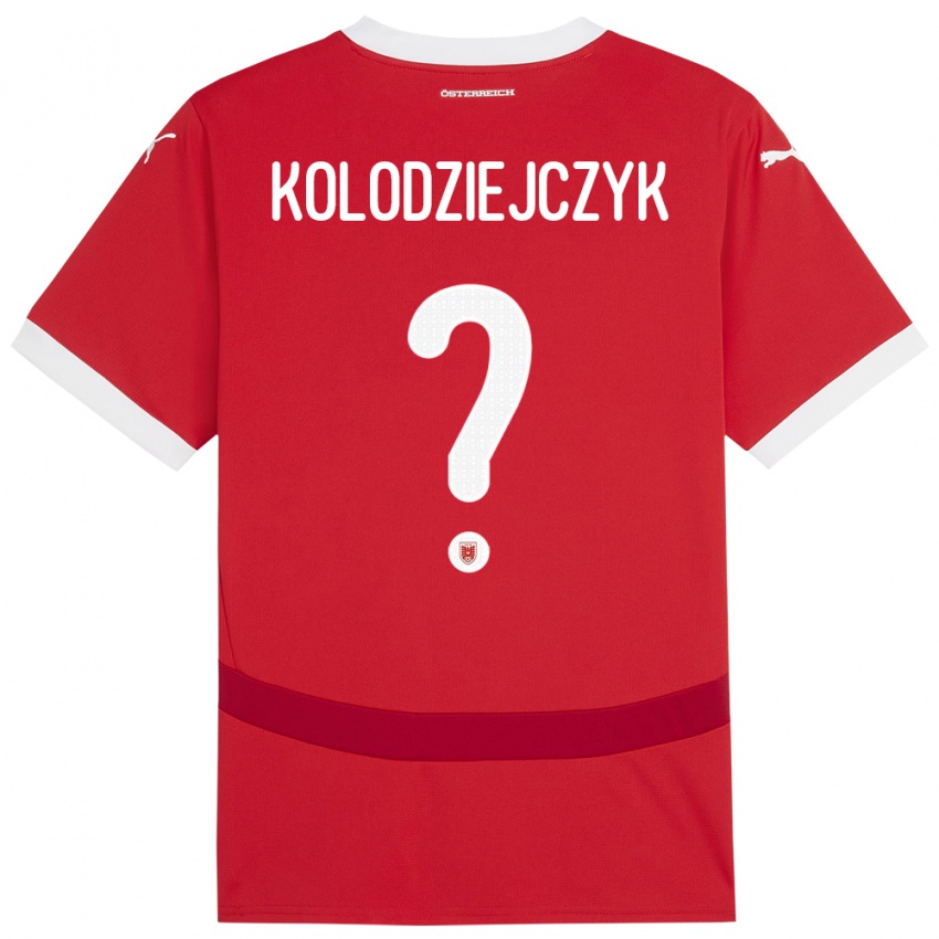 Børn Østrig Marek Kolodziejczyk #0 Rød Hjemmebane Spillertrøjer 24-26 Trøje T-Shirt