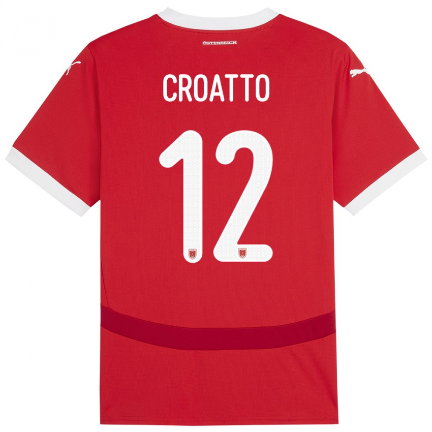 Børn Østrig Michela Croatto #12 Rød Hjemmebane Spillertrøjer 24-26 Trøje T-Shirt