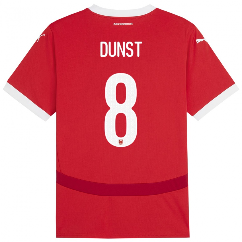 Børn Østrig Barbara Dunst #8 Rød Hjemmebane Spillertrøjer 24-26 Trøje T-Shirt