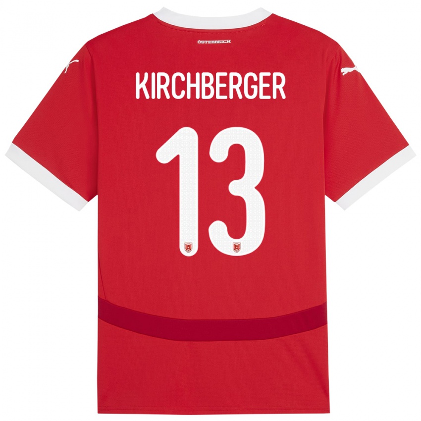 Børn Østrig Virginia Kirchberger #13 Rød Hjemmebane Spillertrøjer 24-26 Trøje T-Shirt